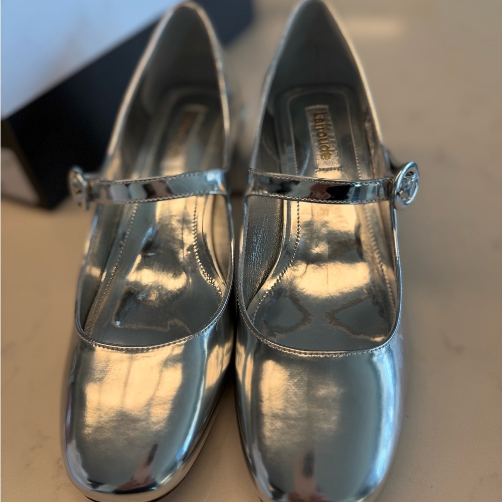 Larroude Blair block heel silver